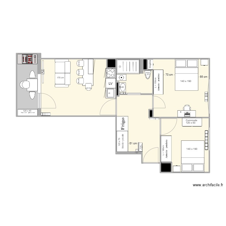 T3 Marta superficie. Plan de 11 pièces et 54 m2