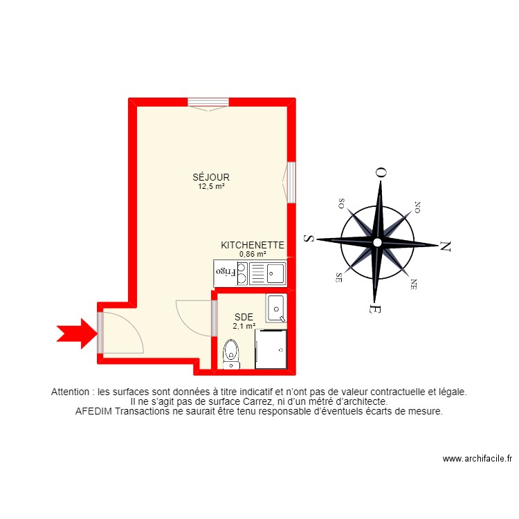 BI17622 - . Plan de 3 pièces et 15 m2