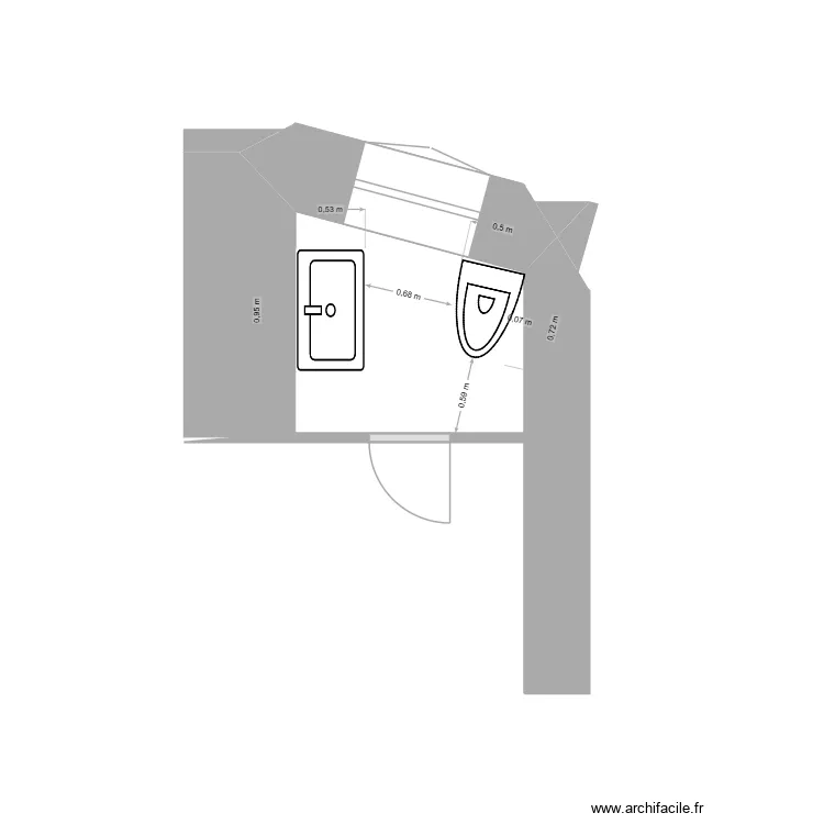 WC Entr&eacute;e bureau VD. Plan de 