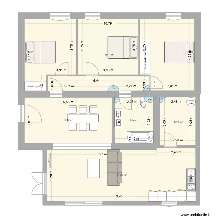 Maison apres modif. Plan de 5  et 110 m²