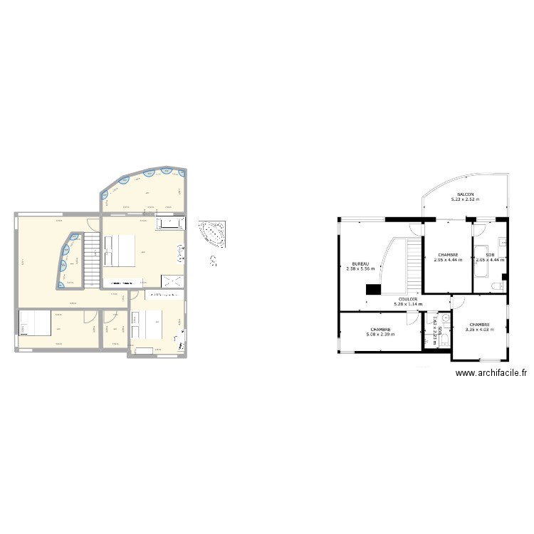 Strépy Etage Terminé. Plan de 7 pièces et 99 m2