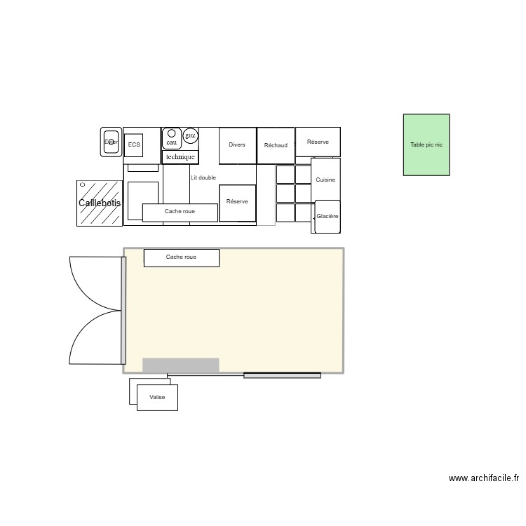 Jumpy. Plan de 1 pièce et 5 m2