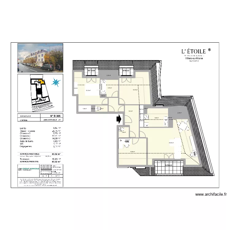 T4 VILLIERS-SUR-MARNE 2. Plan de 18  et 109 m²