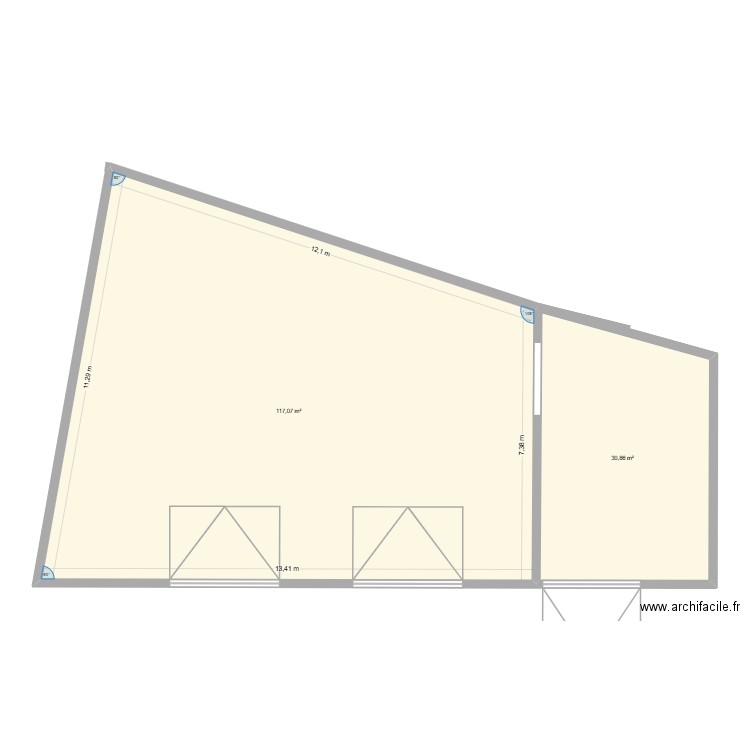garage. Plan de 2 pièces et 148 m2