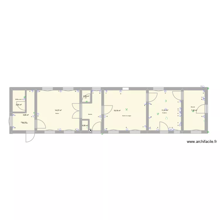 Montgoux rdc &eacute;lectricit&eacute;. Plan de 8  et 60 m²