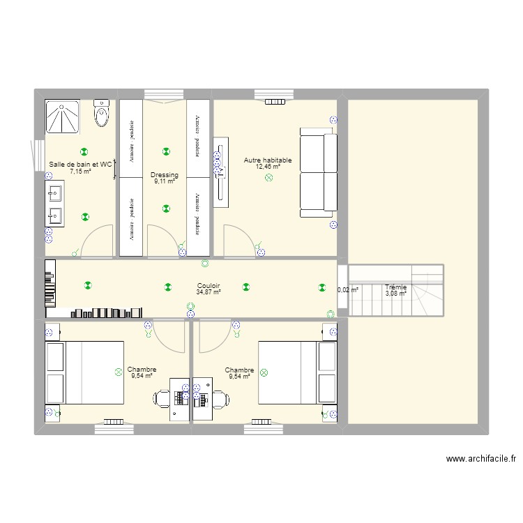 plan Genieys. Plan de 14 pièces et 165 m2