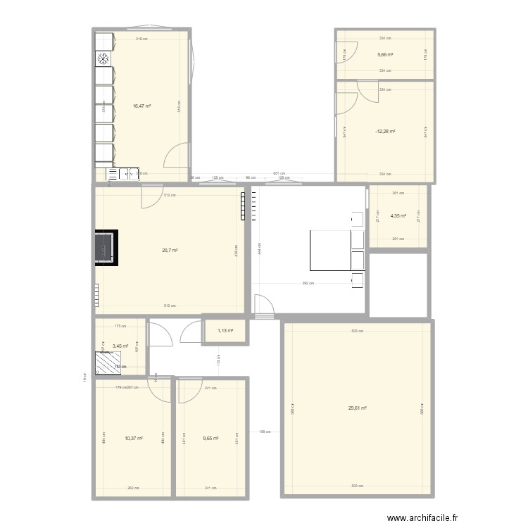 Plan actuel. Plan de 10 pièces et 115 m2