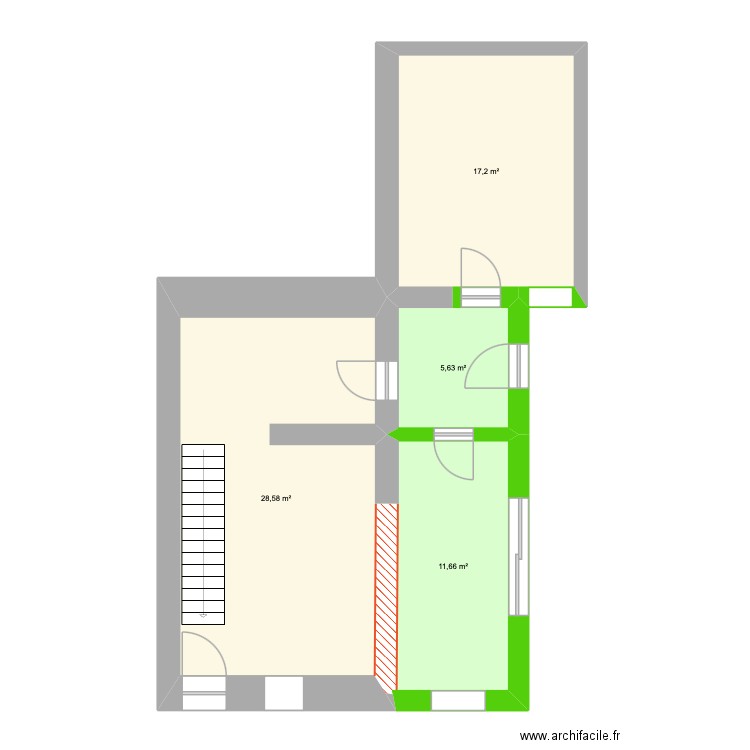 plan extension. Plan de 4 pièces et 63 m2