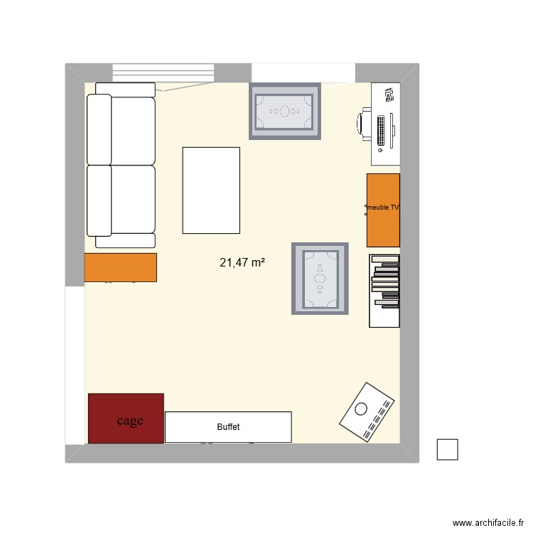 projet séjour. Plan de 1 pièce et 21 m2