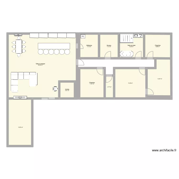 pland maison massi. Plan de 11  et 166 m²