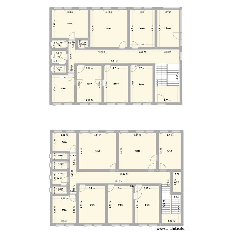 BLOC ADMINISTRATIF 4eme. Plan de 27 pièces et 301 m2