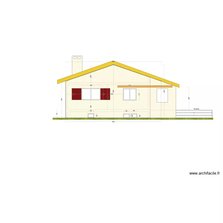 Verch&egrave;res 18a - Fa&ccedil;ade Ouest. Plan de 