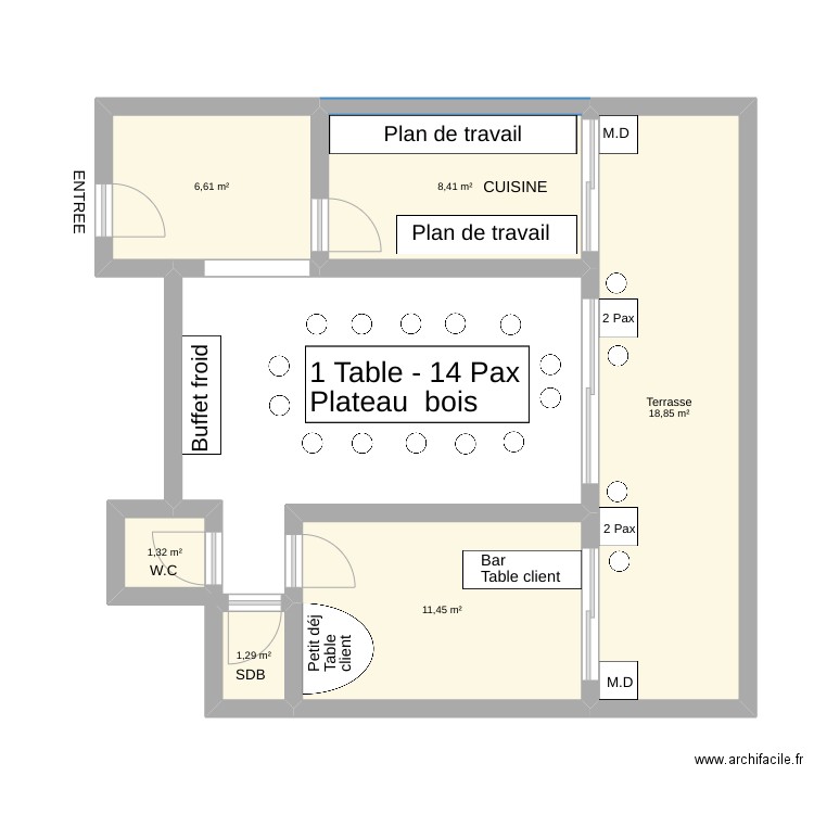 Albatros - 2er Étage droite -18 Pax. Plan de 6 pièces et 48 m2