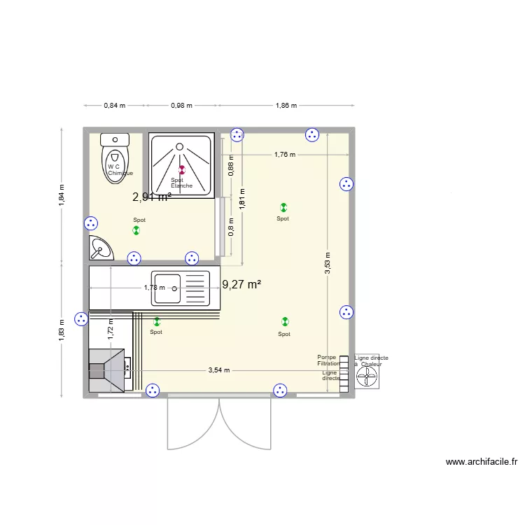 Abris de Jardin Bois 12m&sup2;.48. Plan de 2  et 12 m²