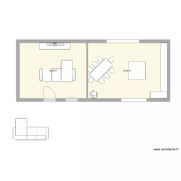 RDC Saint George. Plan de 2  et 50 m²