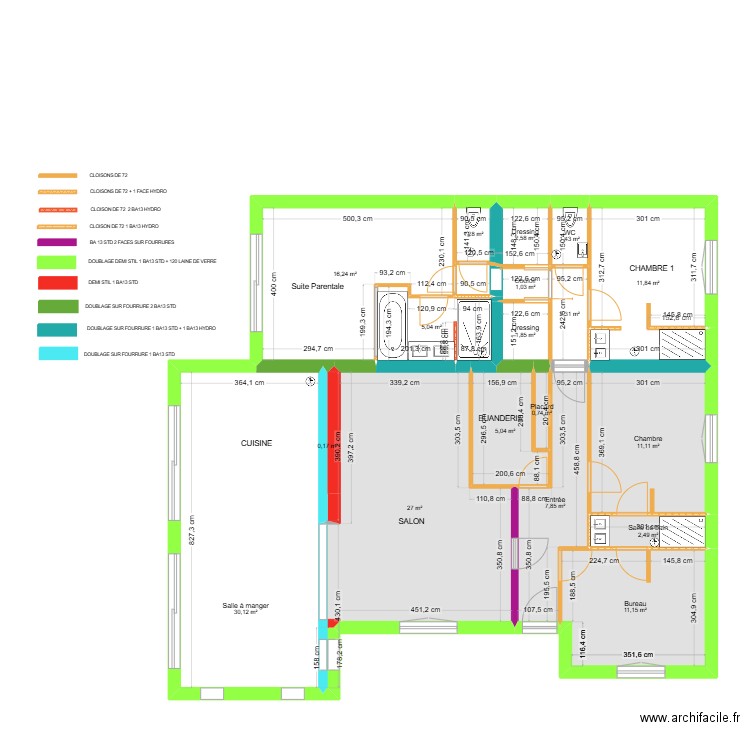 PLAN PLACO. Plan de 18 pièces et 139 m2