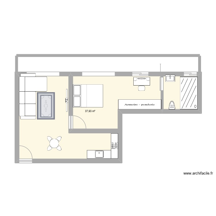 studio. Plan de 0 pièce et 0 m2