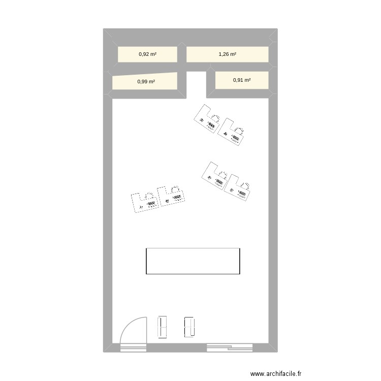 magasin. Plan de 4 pièces et 4 m2