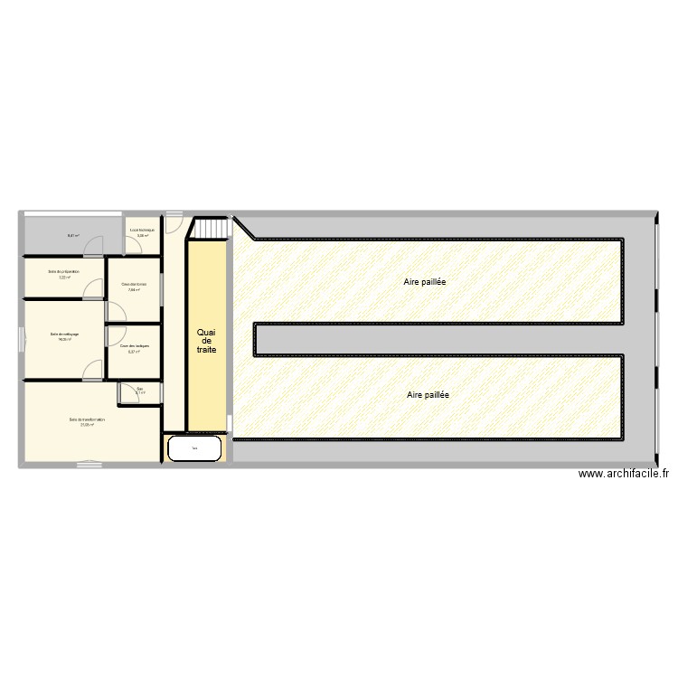 Batiment final. Plan de 14 pièces et 324 m2