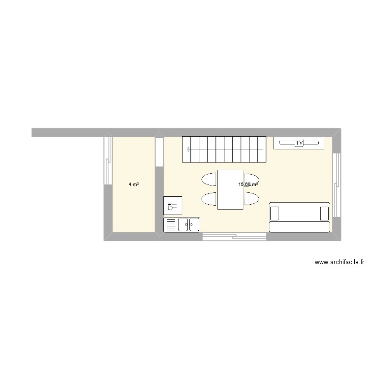 AGRANDISSEMENT 20 M². Plan de 2 pièces et 20 m2