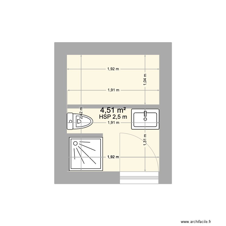 Jluc. Plan de 1 pièce et 5 m2