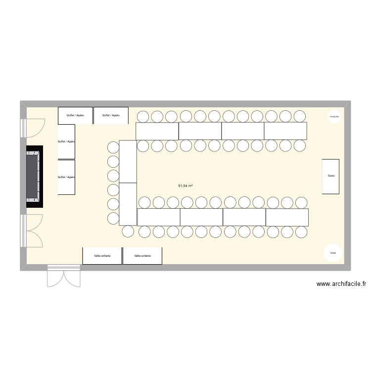 Salle des fetes 2. Plan de 1 pièce et 92 m2