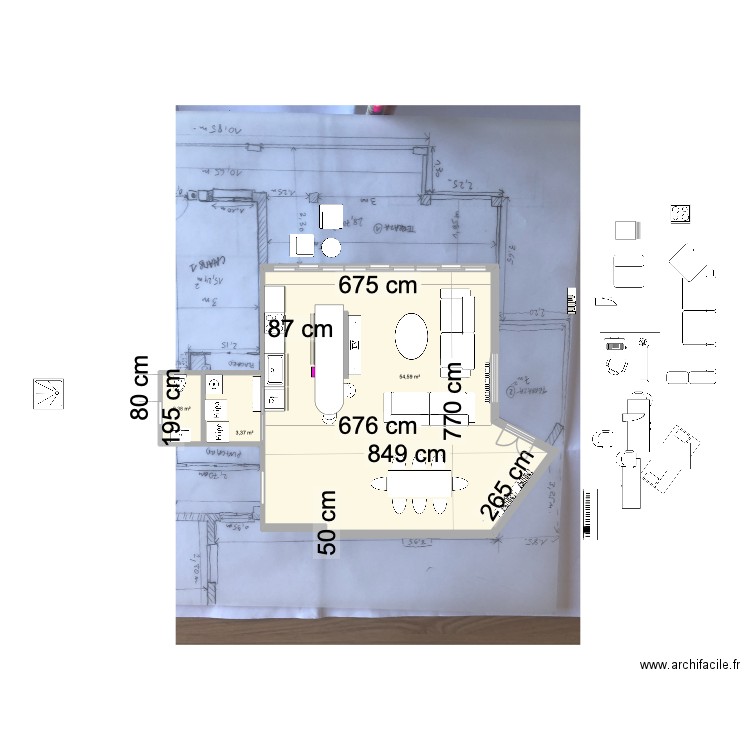 the party lØVE 3. Plan de 3 pièces et 60 m2