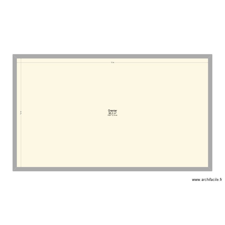 Grenier. Plan de 1 pièce et 96 m2