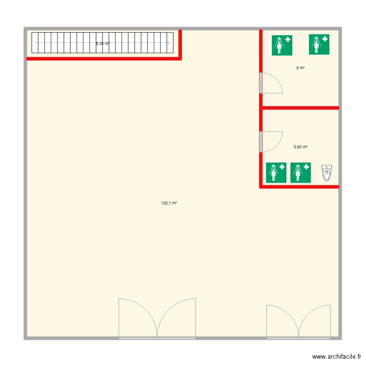 salle de sport. Plan de 4 pièces et 144 m2