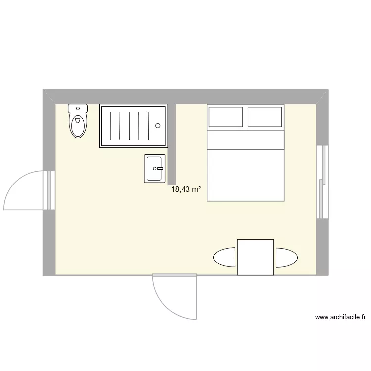 agrand. Plan de 1  et 18 m²