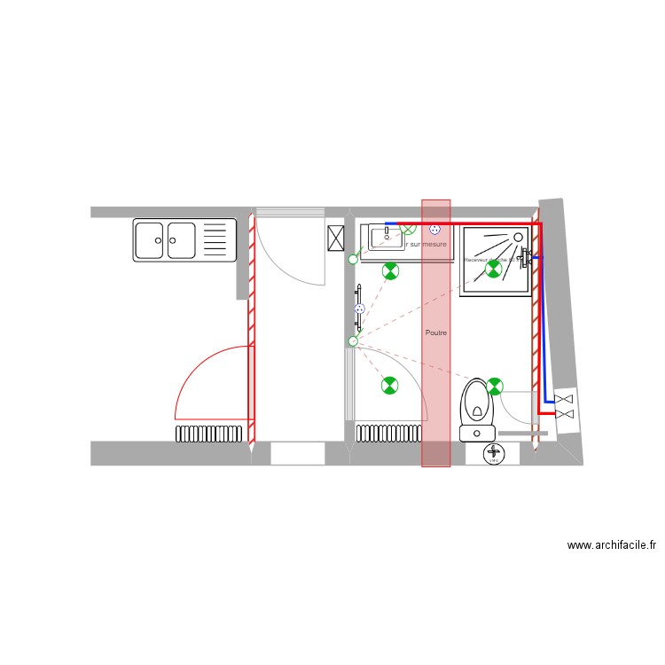 Salle de bain RDC - Montfort. Plan de 0 pièce et 0 m2