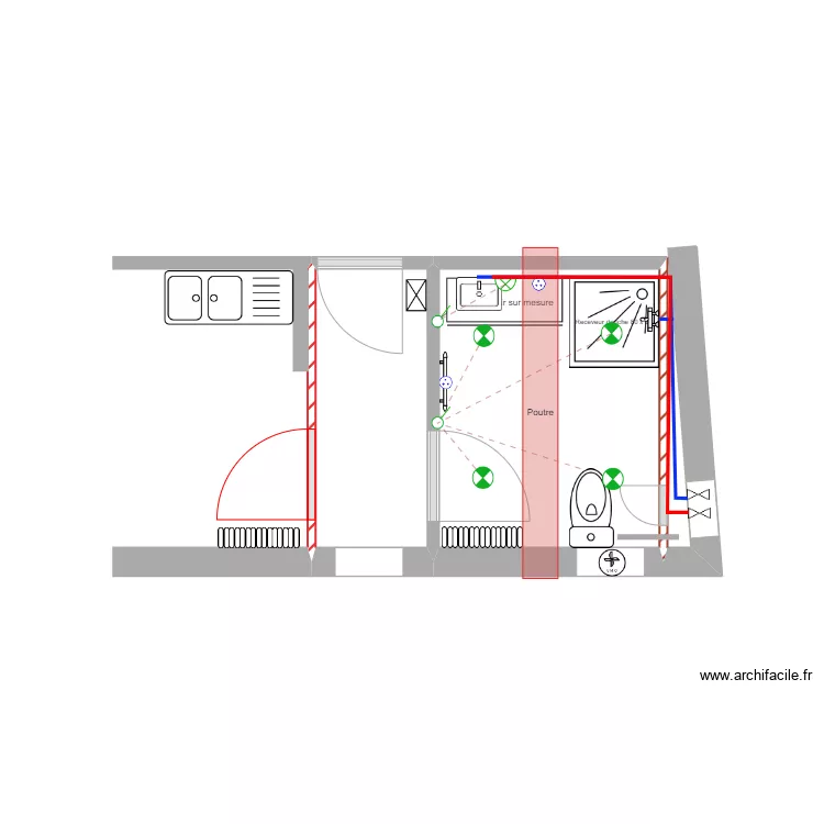 Salle de bain RDC - Montfort. Plan de 