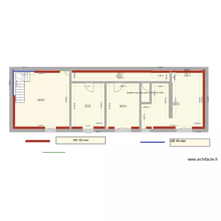 NAUDEAU R+1. Plan de 9  et 91 m²