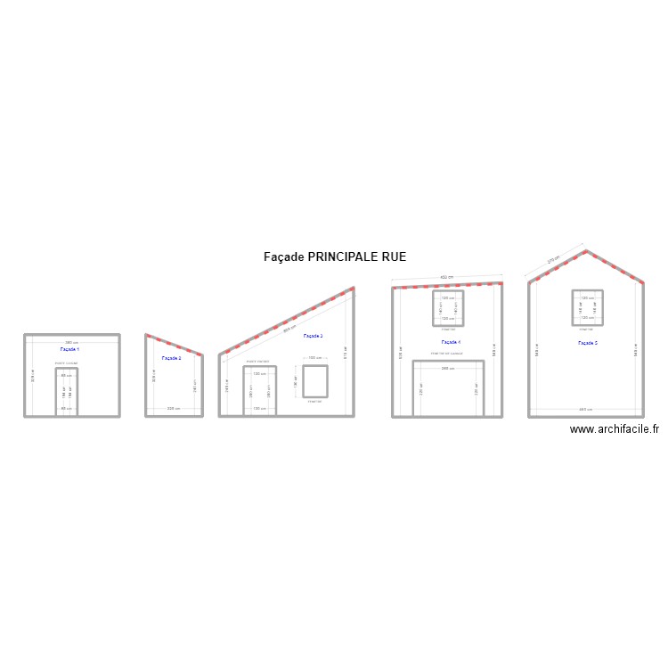 Façade PRINCIPALE . Plan de 11 pièces et 95 m2