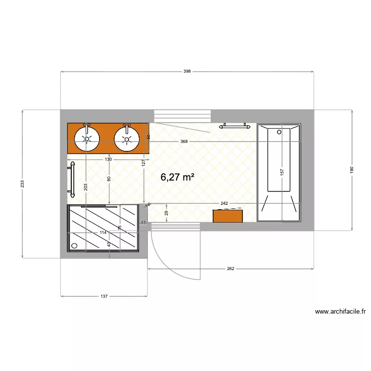 SdB Haarlem Free style. Plan de 