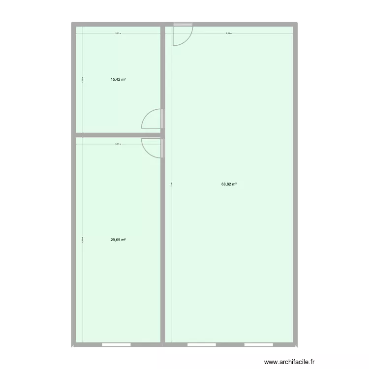 Bureau 23. Plan de 3  et 114 m²