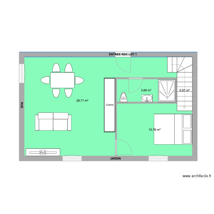 RDC Lot 1. Plan de 0 pièce et 0 m2