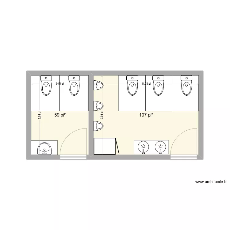 sanitaire RTFT. Plan de 