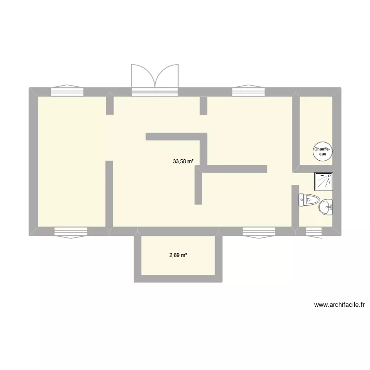 reno. Plan de 2 Pièces et 36 m²