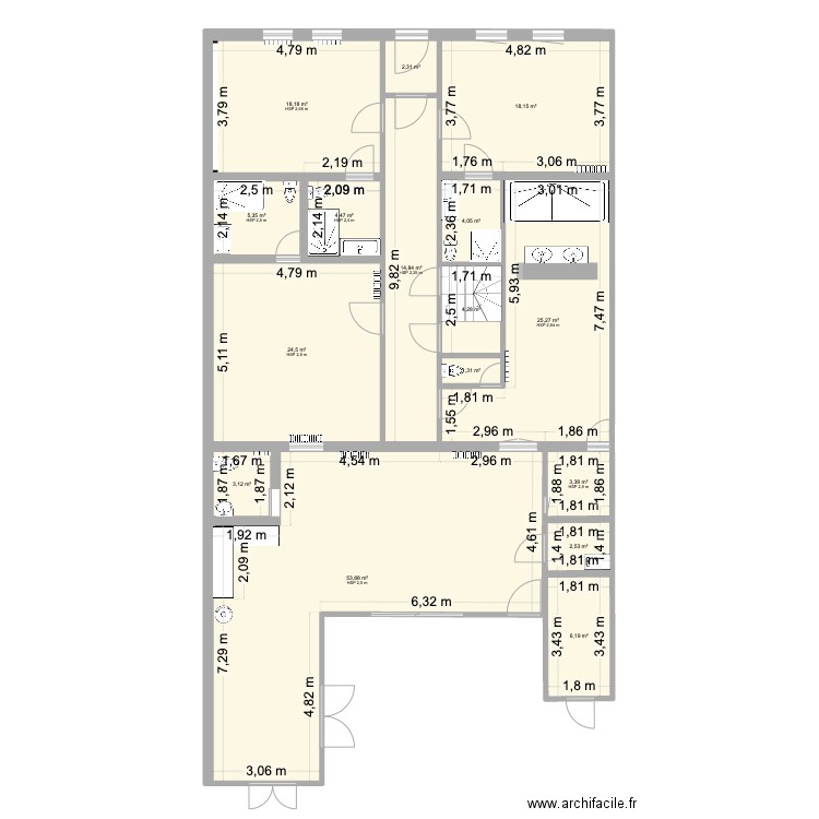 Plan RDC ANJALI. Plan de 16 pièces et 185 m2