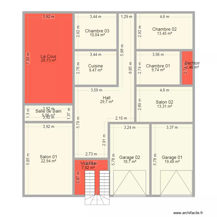 halim 2. Plan de 13 pièces et 191 m²