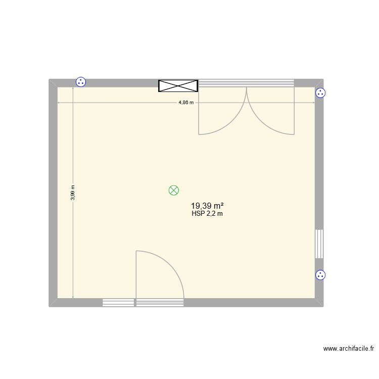 chalet. Plan de 1 pièce et 19 m2