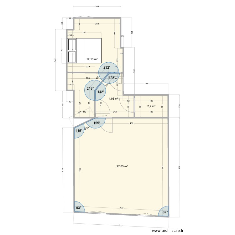 88 . Plan de 4 pièces et 45 m2