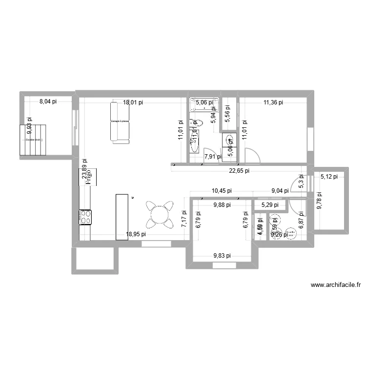 duplex avec poteau. Plan de 7 et 96 m² duplex avec poteau. Plan de 7 et 96 m²