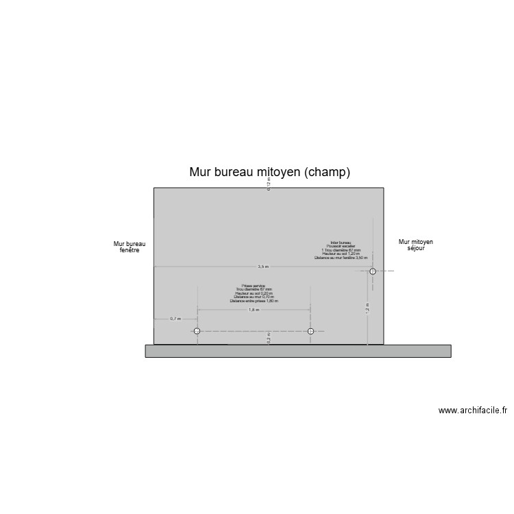 Mur mitoyen bureau. Plan de 0 pièce et 0 m2