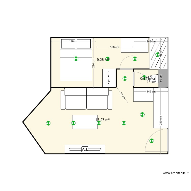 PLAN MANON DEFINITF - COTATION - NEW ELEC. Plan de 3 pièces et 27 m2