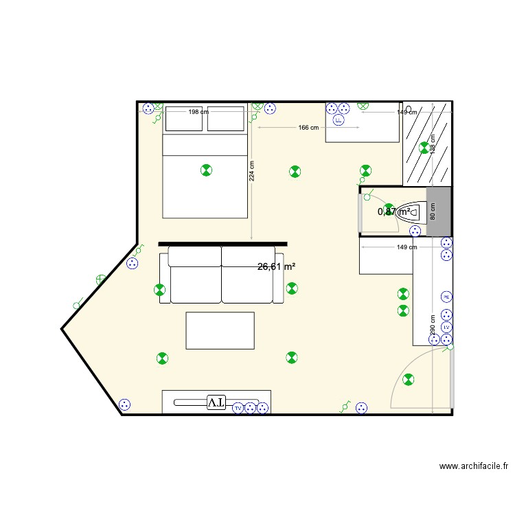 PLAN MANON DEFINITF - COTATION - NEW ELEC. Plan de 2 pièces et 27 m2