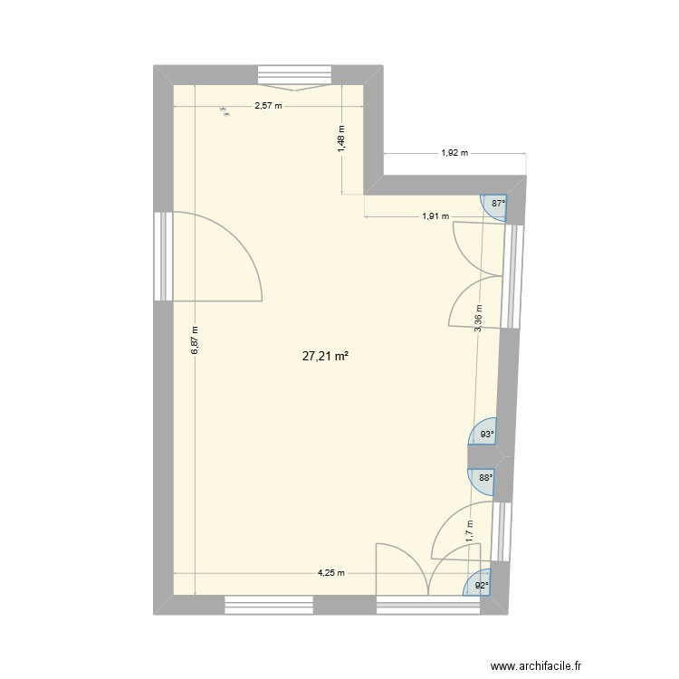 Cuisine. Plan de 1 pièce et 27 m2