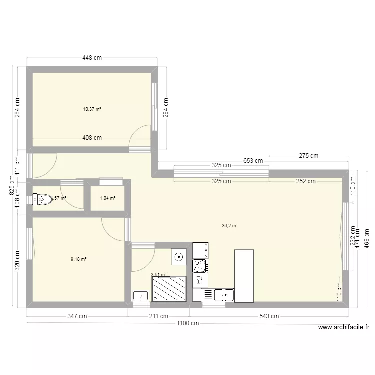 Module 60m&sup2; amenage. Plan de 