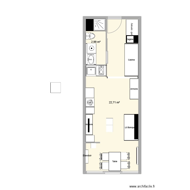 Carnon Omahas 2 Cinq. Plan de 2 pièces et 26 m2
